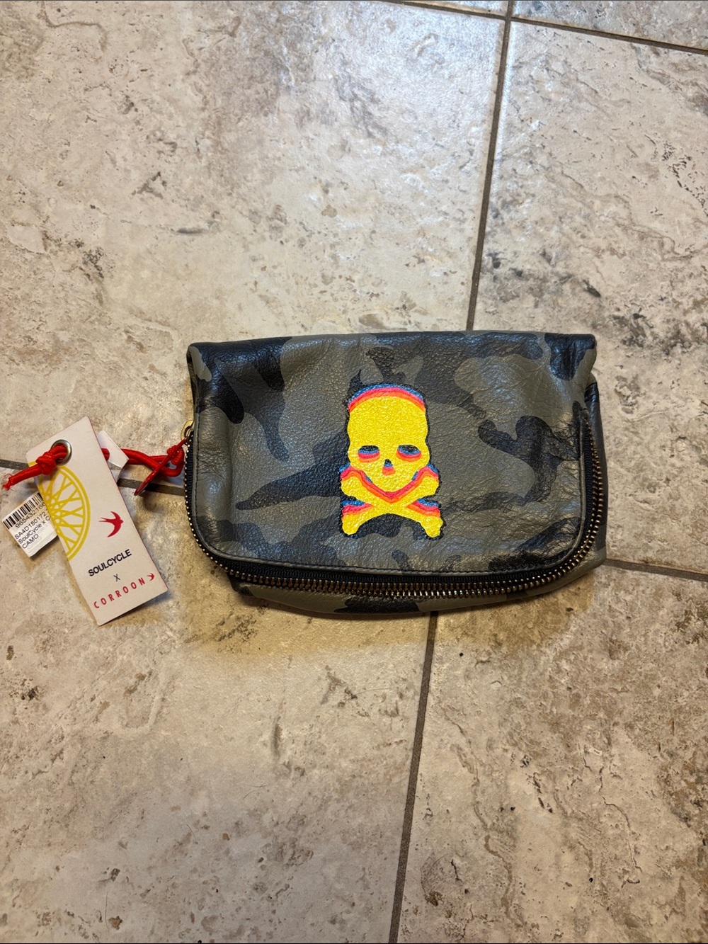 SOULCYCLE Camo Wallet with Yellow Skull Accent